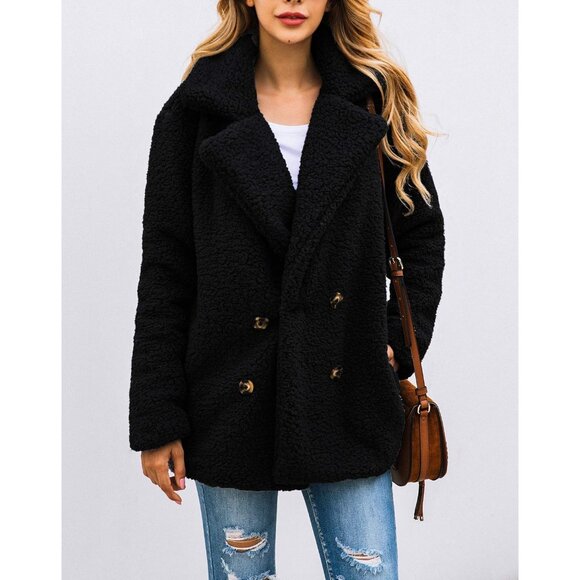 Women's Fashion Winter Coats Sherpa Fleece Faux Fur Shearling Oversized Trendy J - Picture 4 of 5